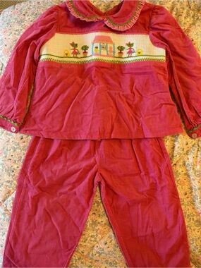2T Pink Corduroy smocked set